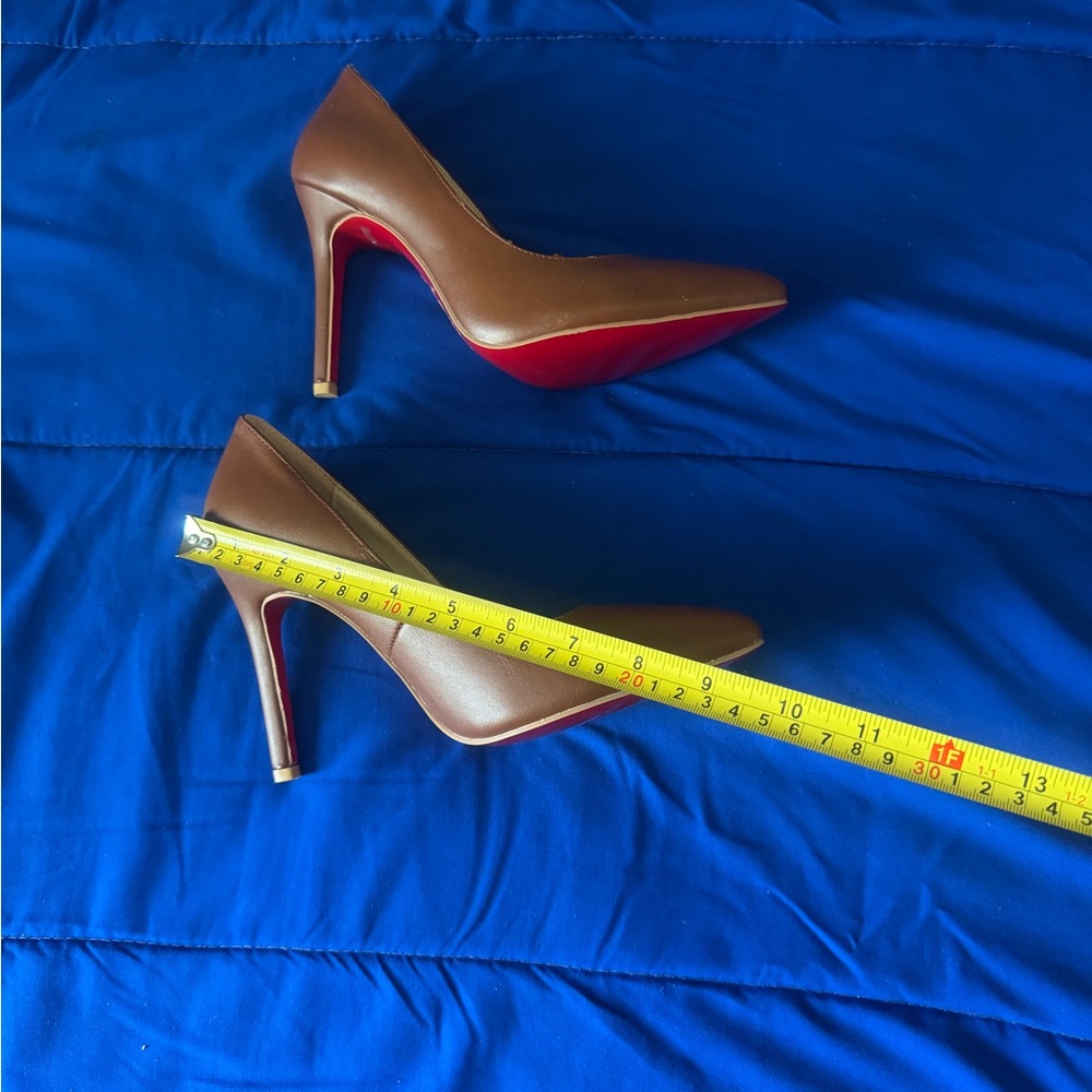 Christian Louboutin Brown Heels with Signature Red Soles - Picture 5 of 13